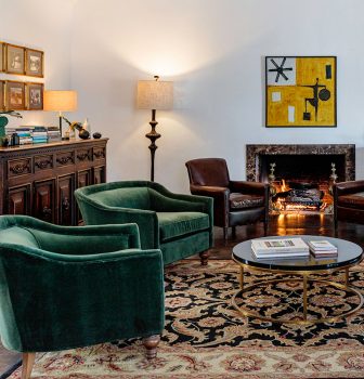 Ingleside warm and inviting lobby with fireplace